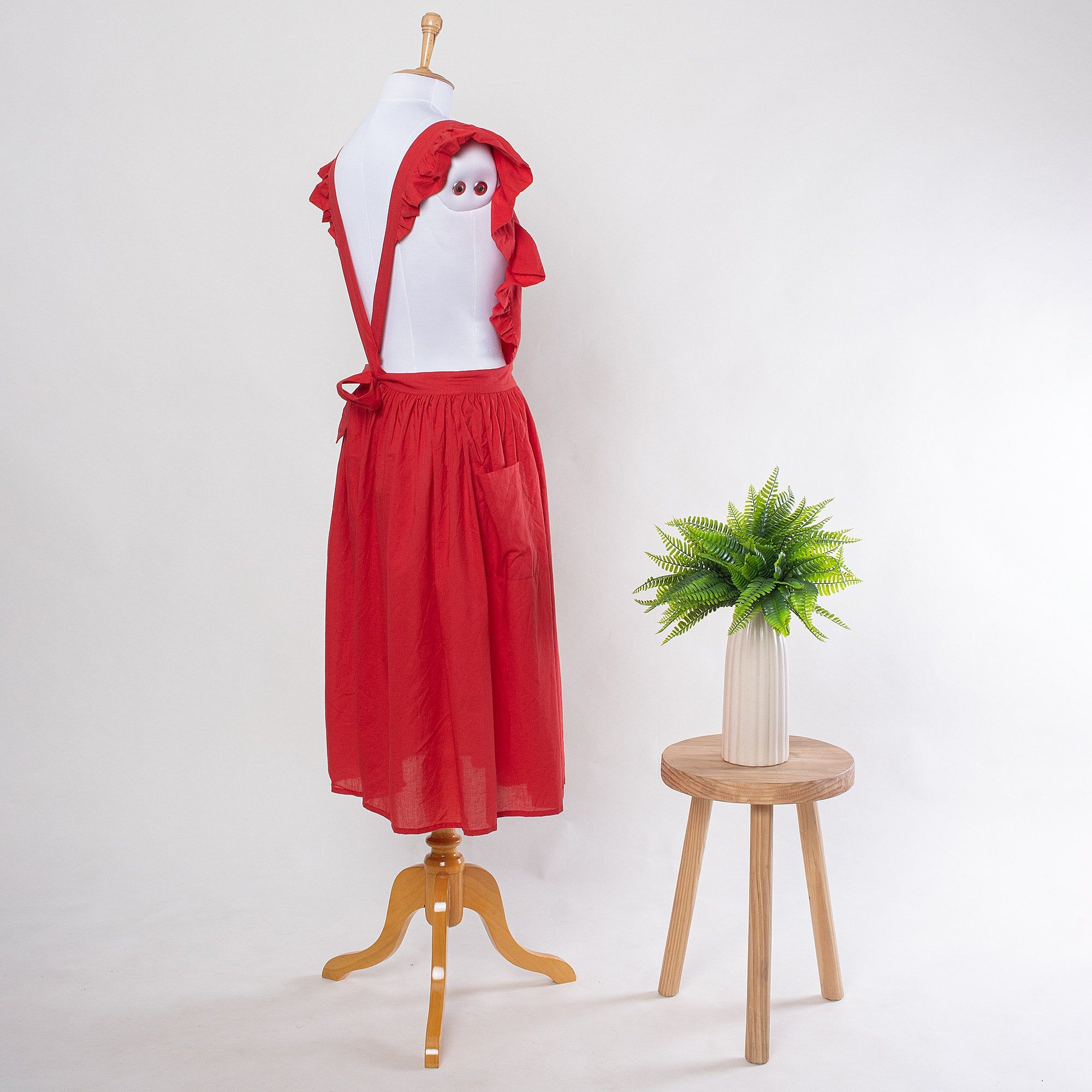 Maroon Soft Solid Kitchen Apron And Gardening Cotton Apron